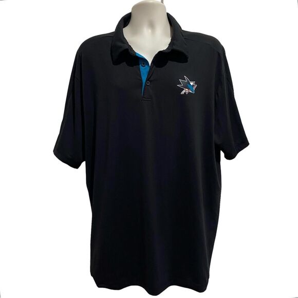 Fanatics San Jose Sharks Polo Shirt Sz Black 2XL - Picture 1 of 9